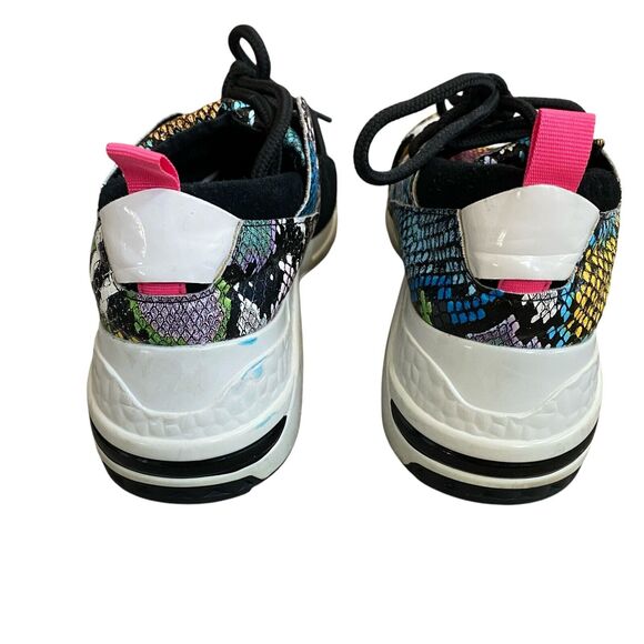 Steve Madden Cliff Fashion Sneakers 7.5 EU 38 Snake Multicolor Chunky Platform - Picture 4 of 8